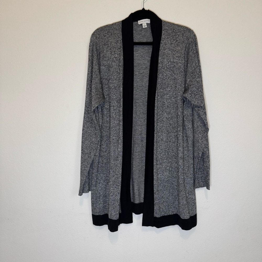 Susan Graver Heather Gray and Black Open Cardigan Womens Large